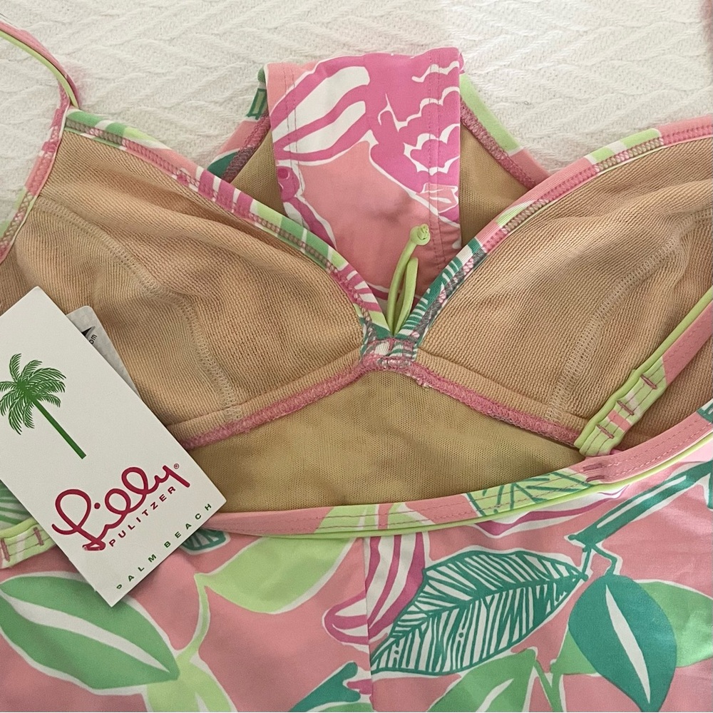 Lilly Pulitzer Pink and Green Floral Swimsuit - Picture 8 of 9